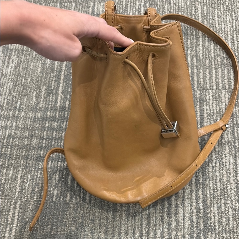 Tan Leather Bucket Bag